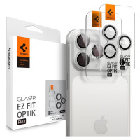 Spigen Optik Pro GLAS.TR &rdquo;EZ FIT&rdquo; Camera Cover 2-pack for iPhone 16 Pro / Max / 17 Pro / Max - Silver