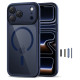 Tech-Protect Magpeak Magsafe CC Case for iPhone 17 Pro Max - Clear Navy Blue