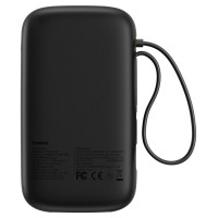 Baseus QPow 2 20000mAh 30W Power Bank with 2 Built-in USB-C Cables - Black