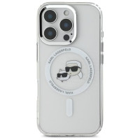 Karl Lagerfeld IML Metal Karl&Choupette Head MagSafe Case for iPhone 16 Pro - White
