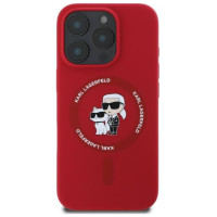 Karl Lagerfeld Etui Karl Lagerfeld Silicone Karl&Choupette Heads Ring MagSafe na iPhone 16 Pro Max - czerwone