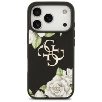 Guess Grained Roses & Big 4G Logo iPhone 17 Pro Case - Black