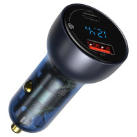 Baseus USB / USB Type C car charger 65 W 5 A SCP Quick Charge 4.0+ Power Delivery 3.0 LCD screen gray (CCKX-C0G)