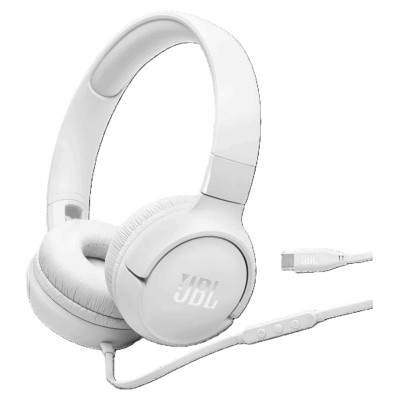 JBL Tune on-ear austiņas ar USB, baltas - JBLT520CWHT