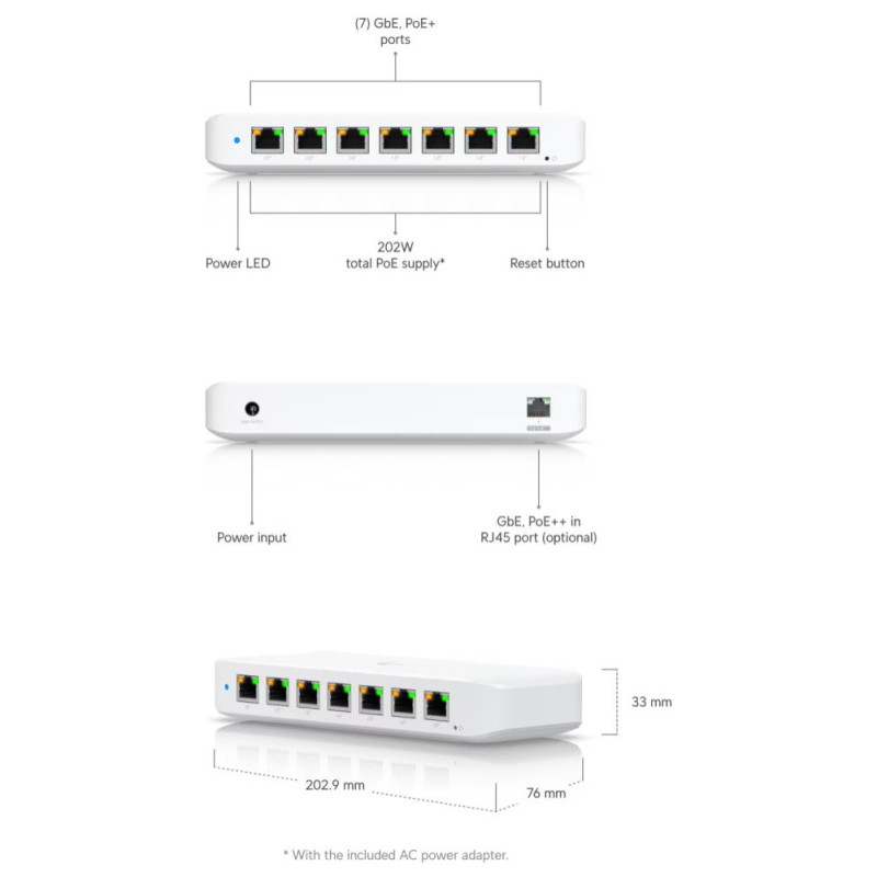 Ubiquiti Switch|UBIQUITI|Ultra|USW-Ultra-210W (202W)|30 Watts|USW-ULTRA-210W