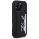 Karl Lagerfeld HC Grained PU Cardslot Metal Signature iPhone 16 Pro Case - Black