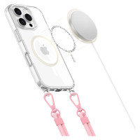 Tech-Protect Flexair Chain MagSafe Case for iPhone 16 Pro - Clear + 2 Lanyards (Pink and Gray)