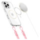 Tech-Protect Flexair Chain MagSafe Case for iPhone 16 Pro - Clear + 2 Lanyards (Pink and Gray)