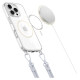 Tech-Protect Flexair Chain MagSafe Case for iPhone 16 Pro - Clear + 2 Lanyards (Pink and Gray)
