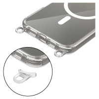 Tech-Protect Flexair Chain MagSafe Case for iPhone 16 Pro - Clear + 2 Lanyards (Pink and Gray)