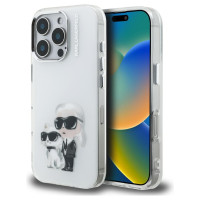 Karl Lagerfeld IML Aquarelle Karl & Choupette & Logo iPhone 16 Pro Case - White