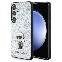 Karl Lagerfeld Fixed Glitter Ikonik Logo Metal Pin Case for Samsung Galaxy S24 - Silver