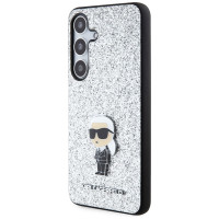 Karl Lagerfeld Fixed Glitter Ikonik Logo Metal Pin Case for Samsung Galaxy S24 - Silver
