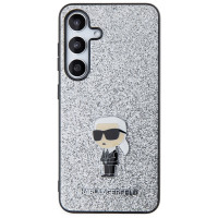 Karl Lagerfeld Fixed Glitter Ikonik Logo Metal Pin Case for Samsung Galaxy S24 - Silver