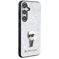 Karl Lagerfeld Fixed Glitter Ikonik Logo Metal Pin Case for Samsung Galaxy S24 - Silver