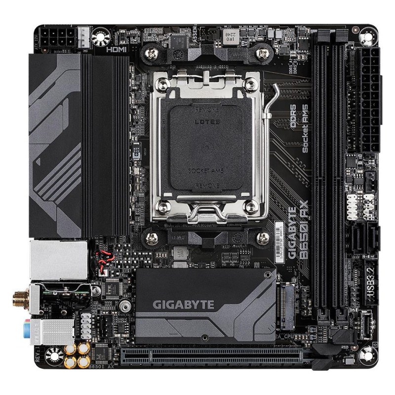 Gigabyte Mainboard|GIGABYTE|AMD B650|Socket AM5|mini ITX|RAM DDR5-SDRAM|2xSlots|Wi-Fi Yes|Bluetooth Yes|1xNumber of M.2 (M) slots|B650IAX1.2