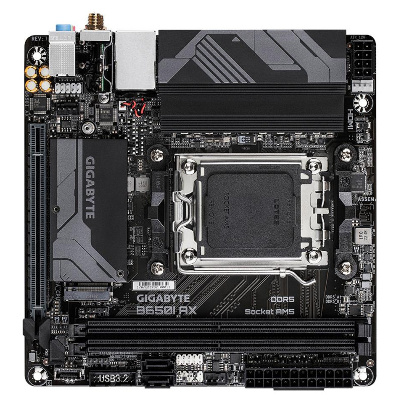 Gigabyte Mainboard|GIGABYTE|AMD B650|Socket AM5|mini ITX|RAM DDR5-SDRAM|2xSlots|Wi-Fi Yes|Bluetooth Yes|1xNumber of M.2 (M) slots|B650IAX1.2