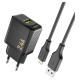 Dudao A23LEU 2.4A GaN EU USB-A Wall Charger with USB-A to Lightning Cable - Black