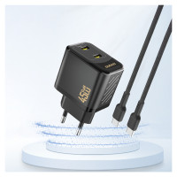 Dudao A28PEU PD 45W GaN 2xUSB Wall Charger - Black