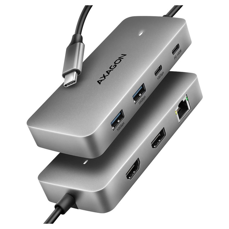 Axagon HMC-CUB83X2 USB-C 10Gbps DUAL 4K DISPLAY 7in1 hub