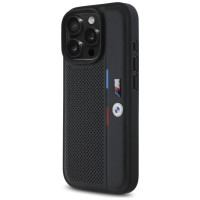 BMW M Perforated Tricolor Detail Line iPhone 16 Pro Max Case - Black