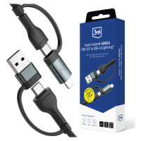3Mk Protection 3mk Hyper Cable N-SERIES 2 in 2 USB-A / USB-C and USB-C / Lightning 1.2m QC 3.0 9V/2A 60W - black
