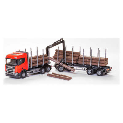 Emek Scania CR Baļķvedējs un piekabe ar autokrānu, 77 cm