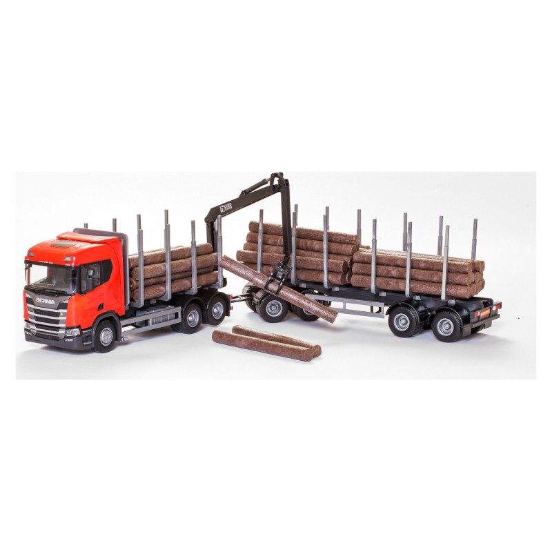 Emek Scania CR Baļķvedējs un piekabe ar autokrānu, 77 cm