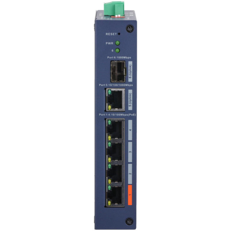Dahua Switch|DAHUA|Switch type Managed|Switch layer L2|Form factor Desktop|4xRJ-45 ports|RJ-45 Ports Type Fast Ethernet (10/100)|4xFast Ethernet (copper) ports quantity|1xGigabit Ethernet (copper) ports quantity|1xSFP module slots quantity|1xFiber uplink 