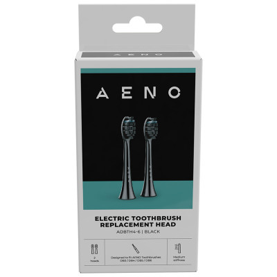 Aeno Replacement toothbrush heads, Black, Dupont bristles, 2pcs in set (for ADB0004/ADB0006 and ADB0003/ADB0005)