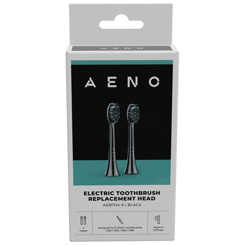 Aeno Replacement toothbrush heads, Black, Dupont bristles, 2pcs in set (for ADB0004/ADB0006 and ADB0003/ADB0005)