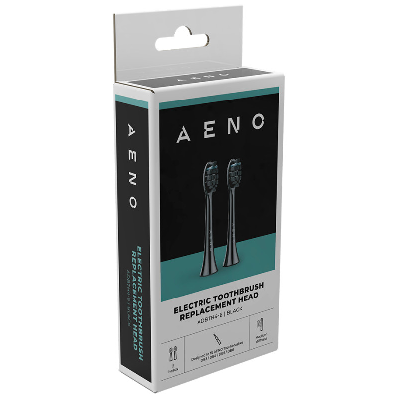 Aeno Replacement toothbrush heads, Black, Dupont bristles, 2pcs in set (for ADB0004/ADB0006 and ADB0003/ADB0005)