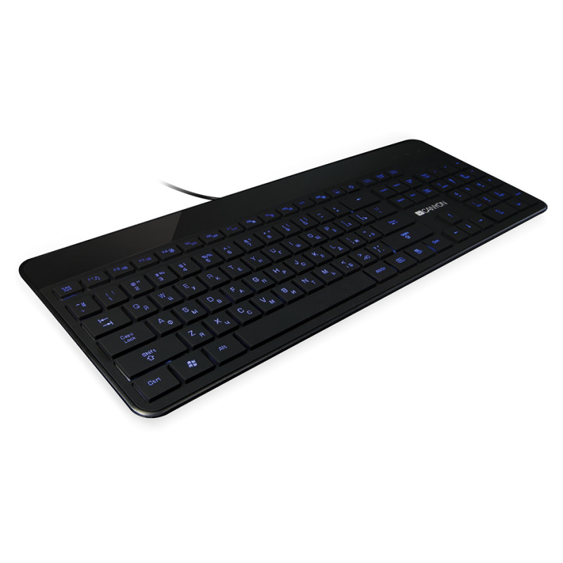 Canyon keyboard HKB-5 EN/RU LED Multimedia Slim Black