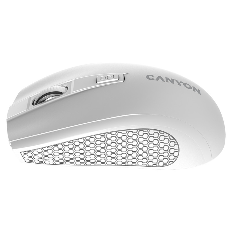 Canyon MW-7, 2.4Ghz wireless mouse, 6 buttons, DPI 800/1200/1600, with 1 AA battery ,size 110*60*37mm,58g,white