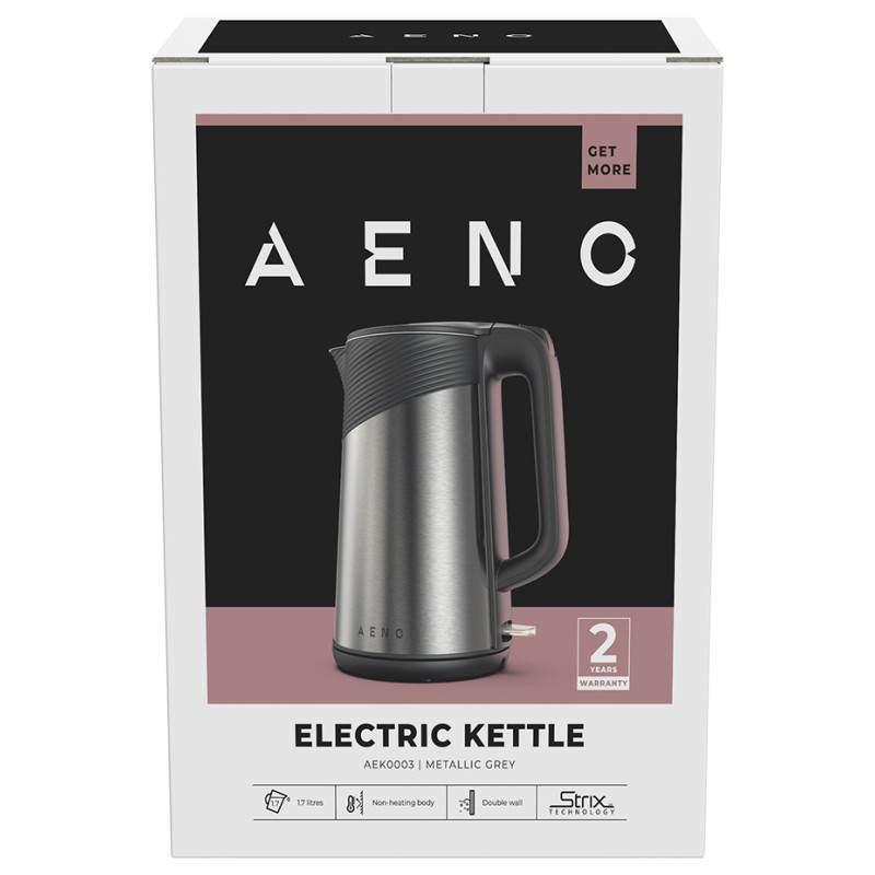 Aeno Electric Kettle EK3: 1850-2200W, 1.7L, Strix, Double-walls, Non-heating body, Auto Power Off, Dry tank Protection