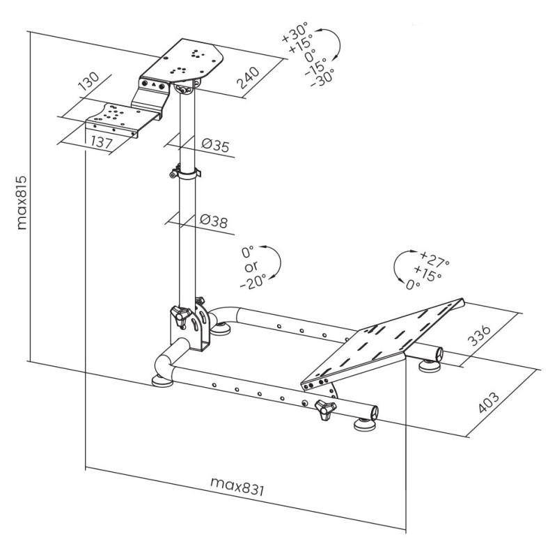 White Shark CONQUEROR-2 Foldable Racing Steering Wheel Stand With Gear Shifter Mount