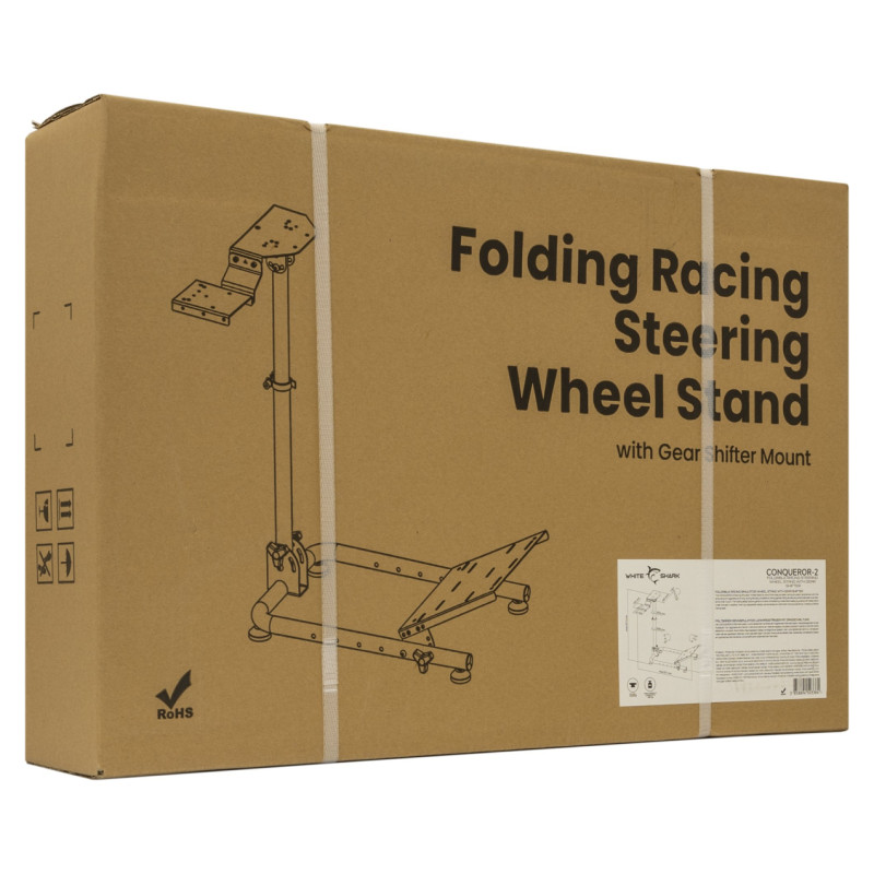 White Shark CONQUEROR-2 Foldable Racing Steering Wheel Stand With Gear Shifter Mount