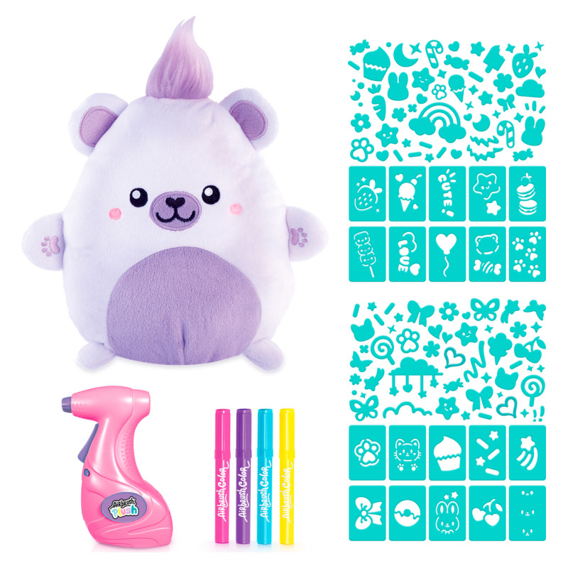 Airbrush PLUSH Plī&scaron;a DIY komplekts Kawaii Bear ar aerogrāfu, 25 cm