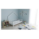 Emis Montessori bērnu gulta "Cottage" 80x160 / Balts + pelēks (RAL 7040) / Jā
