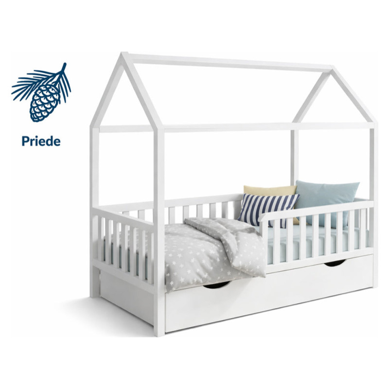 Emis Montessori bērnu gulta "Side" 70x160 / Pelēks (RAL 7040) / Jā