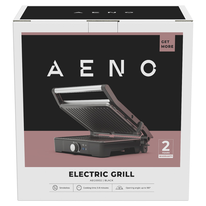 Aeno Electric Grill EG2: 2000W, Temperature regulation, Max opening angle -180&deg;, Plate size 290*234mm
