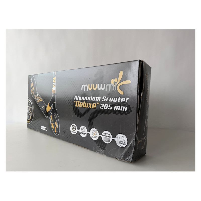 Muuwmi Prece ar Bojātu iepakojumu- Muuwmi Aluminium Scooter Deluxe skrejritenis 205 mm, zelta - AU 550-B