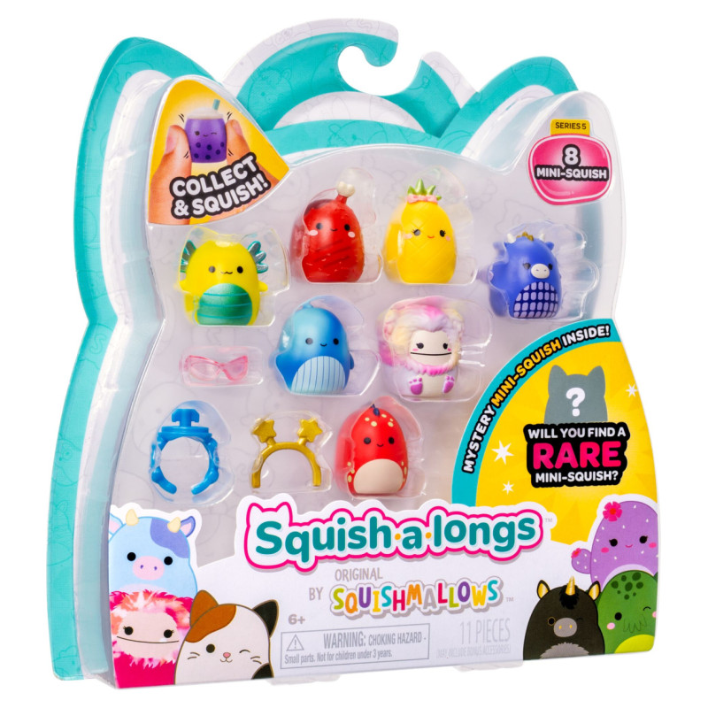 Squishmallows SQUISH-A-LONGS figūriņas, 8 gab., 2,5&nbsp;cm