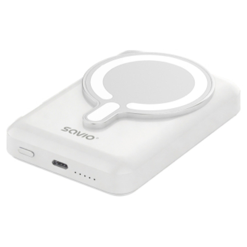 Savio Enerģijas krātuve SAVIO Power Bank Magnetic 10000mAh 20W White