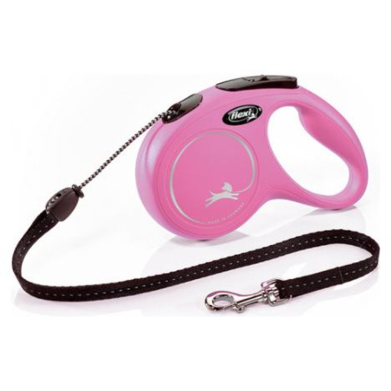 Flexi New Classic M 5m pink (trose) - pavada suņiem