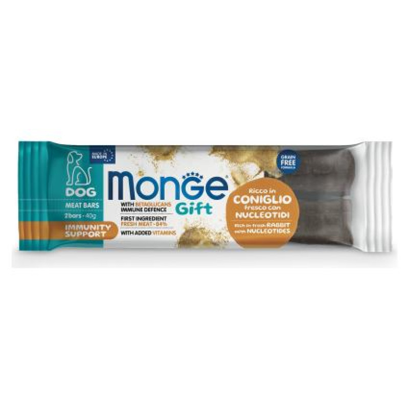 Monge GIFT Dog MEAT BARS Immunity support Rabbit with nucleotides / 40 g - kārums suņiem
