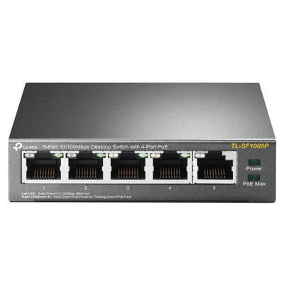 Tp-Link Switch|TP-LINK|Desktop/pedestal|5x10Base-T / 100Base-TX|PoE ports 4|TL-SF1005P