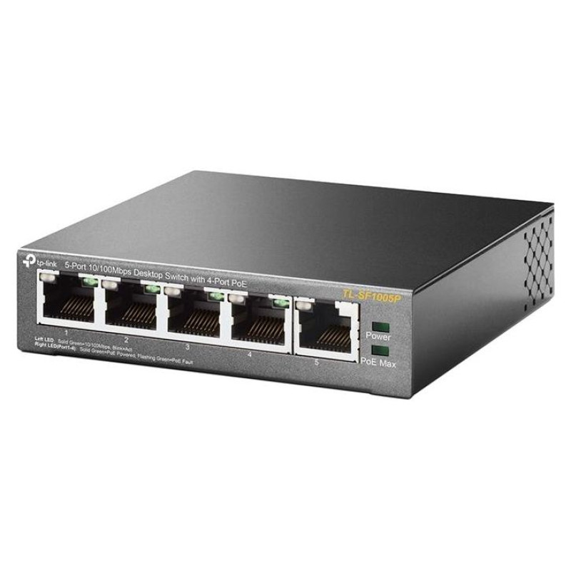 Tp-Link Switch|TP-LINK|Desktop/pedestal|5x10Base-T / 100Base-TX|PoE ports 4|TL-SF1005P