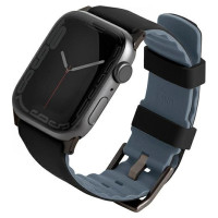 Uniq Linus Apple Watch Series 4/5/6/7/8/SE/SE2/Ultra strap 42/44/45mm. Airosoft Silicone black/midnight black