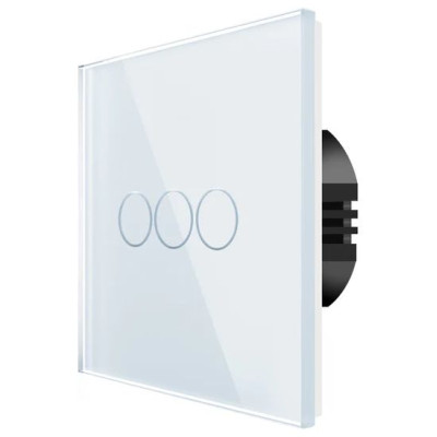 Spring Three Gang, One Way Touch Switch, Glass White